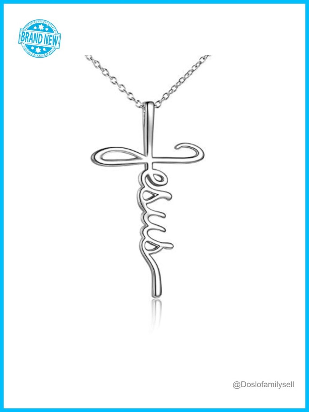 925 Sterling Silver Cross Necklace Faith Hope Jesus Pendant 18 Inch Rolo Chain